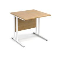 Vistro Rectangular Desk - White Cantilever Leg Oak 800mm