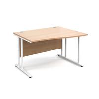 vistro wave desk white cantilever leg beech right handed 1200mm