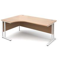 Vistro Ergonomic Desk - White Cantilever Leg Beech Left Handed 1800mm