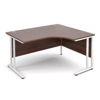 Vistro Ergonomic Desk - White Cantilever Leg Walnut Right Handed 1400mm