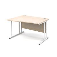 vistro wave desk white cantilever leg maple left handed 1200mm