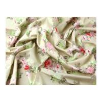 vintage style pastel floral print cotton poplin dress fabric cream