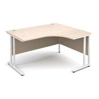 vistro ergonomic desk white cantilever leg maple right handed 1400mm