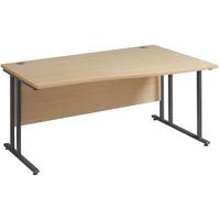 Vistro Wave Desk - Graphite Cantilever Leg W 1400mm x D 990mm x H 725mm Right Handed Beech