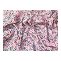 Vintage Style Floral Print Fine Cotton Voile Dress Fabric Pink
