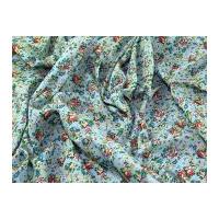 vintage style floral print fine cotton voile dress fabric sky blue