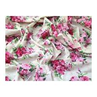 Vintage Style Floral Print Fine Cotton Voile Dress Fabric Cream