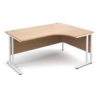 Vistro Ergonomic Desk - White Cantilever Leg Beech Right Handed 1600mm