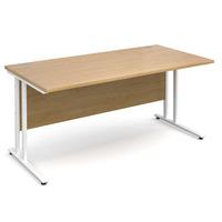 vistro rectangular desk white cantilever leg oak 1600mm