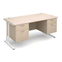 vistro rectangular double pedestal desk white cantilever leg maple 160 ...