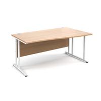 vistro wave desk white cantilever leg beech right handed 1600mm