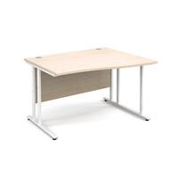 vistro wave desk white cantilever leg maple right handed 1200mm