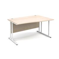 vistro wave desk white cantilever leg maple right handed 1400mm