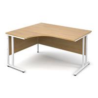 vistro ergonomic desk white cantilever leg oak left handed 1400mm