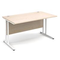 vistro rectangular desk white cantilever leg maple 1400mm