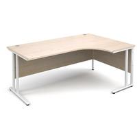 vistro ergonomic desk white cantilever leg maple right handed 1800mm