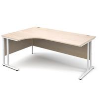 Vistro Ergonomic Desk - White Cantilever Leg Maple Left Handed 1800mm