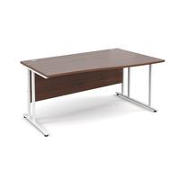 Vistro Wave Desk - White Cantilever Leg Walnut Right Handed 1600mm