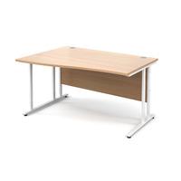 vistro wave desk white cantilever leg beech left handed 1400mm