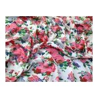 vintage style floral print fine cotton voile dress fabric ivory