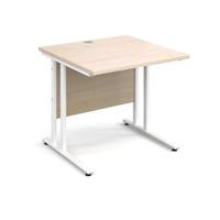 vistro rectangular desk white cantilever leg maple 800mm