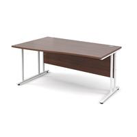 vistro wave desk white cantilever leg walnut left handed 1600mm