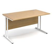 Vistro Rectangular Desk - White Cantilever Leg Oak 1400mm