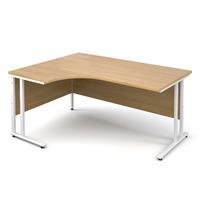 vistro ergonomic desk white cantilever leg oak left handed 1600mm