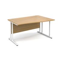 Vistro Wave Desk - White Cantilever Leg Oak Right Handed 1400mm