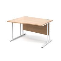 vistro wave desk white cantilever leg beech left handed 1200mm