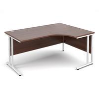 Vistro Ergonomic Desk - White Cantilever Leg Walnut Right Handed 1600mm