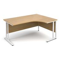 vistro ergonomic desk white cantilever leg oak right handed 1600mm