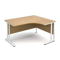 Vistro Ergonomic Desk - White Cantilever Leg Oak Right Handed 1400mm