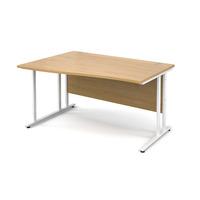 Vistro Wave Desk - White Cantilever Leg Oak Left Handed 1400mm