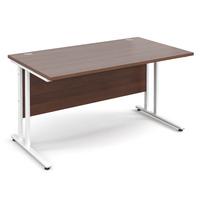 Vistro Rectangular Desk - White Cantilever Leg Walnut 1400mm