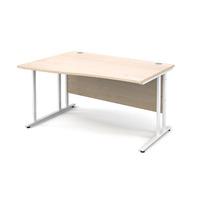 vistro wave desk white cantilever leg maple left handed 1400mm