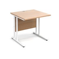 vistro rectangular desk white cantilever leg beech 800mm