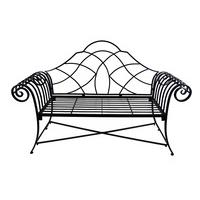 Vintage Two Seater Lutyen Black Garden Bench