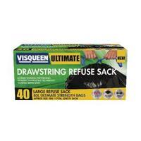 Visqueen Ultimate Drawstring Refuse Sack 80 Litre Black RS057770