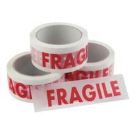 Vinyl Tape Printed Fragile White and Red 50mmx66m Pack of 6