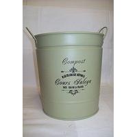 vintage compost bucket green