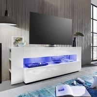 Vista TV Stand In White With High Gloss Fronts And LED Lighting