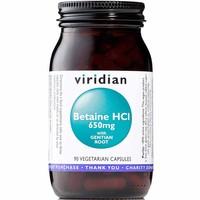 Viridian Betaine HCI 650mg with Gentain Veg Caps (90 caps)