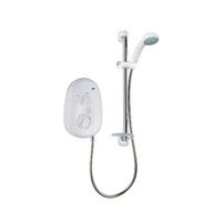vie 85kw electric shower in white and chrome