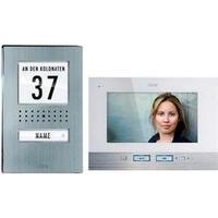 Video door intercom Corded Complete kit m-e modern-electronics Detached Stainless steel, White