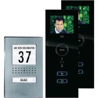 Video door intercom Corded Complete kit m-e modern-electronics Detached Stainless steel, Black