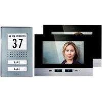 Video door intercom Corded Complete kit m-e modern-electronics Semi-detached Stainless steel, Black