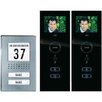 Video door intercom Corded Complete kit m-e modern-electronics Semi-detached Stainless steel, Black