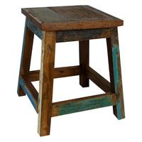 Vintage Painted Teak Stool