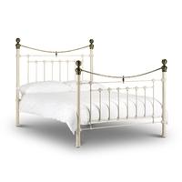 Victoria Stone White & Brass Double Bed